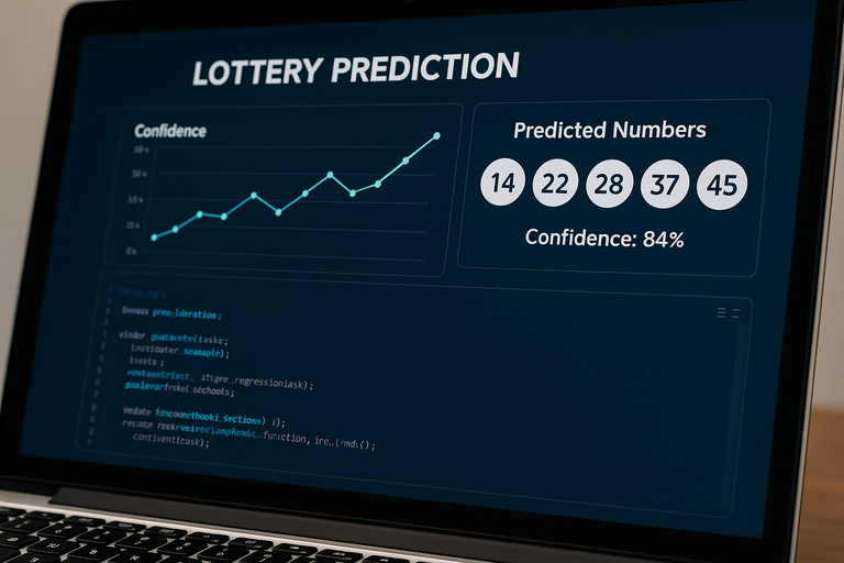 An AI generated image depicting a software program that attempts to predict lottery numbers.